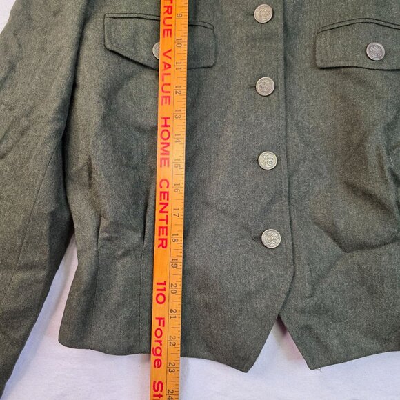 Military Style Jacket Olive Green Worsted Wool Size 12 David Brooks Deadstock - Picture 10 of 11